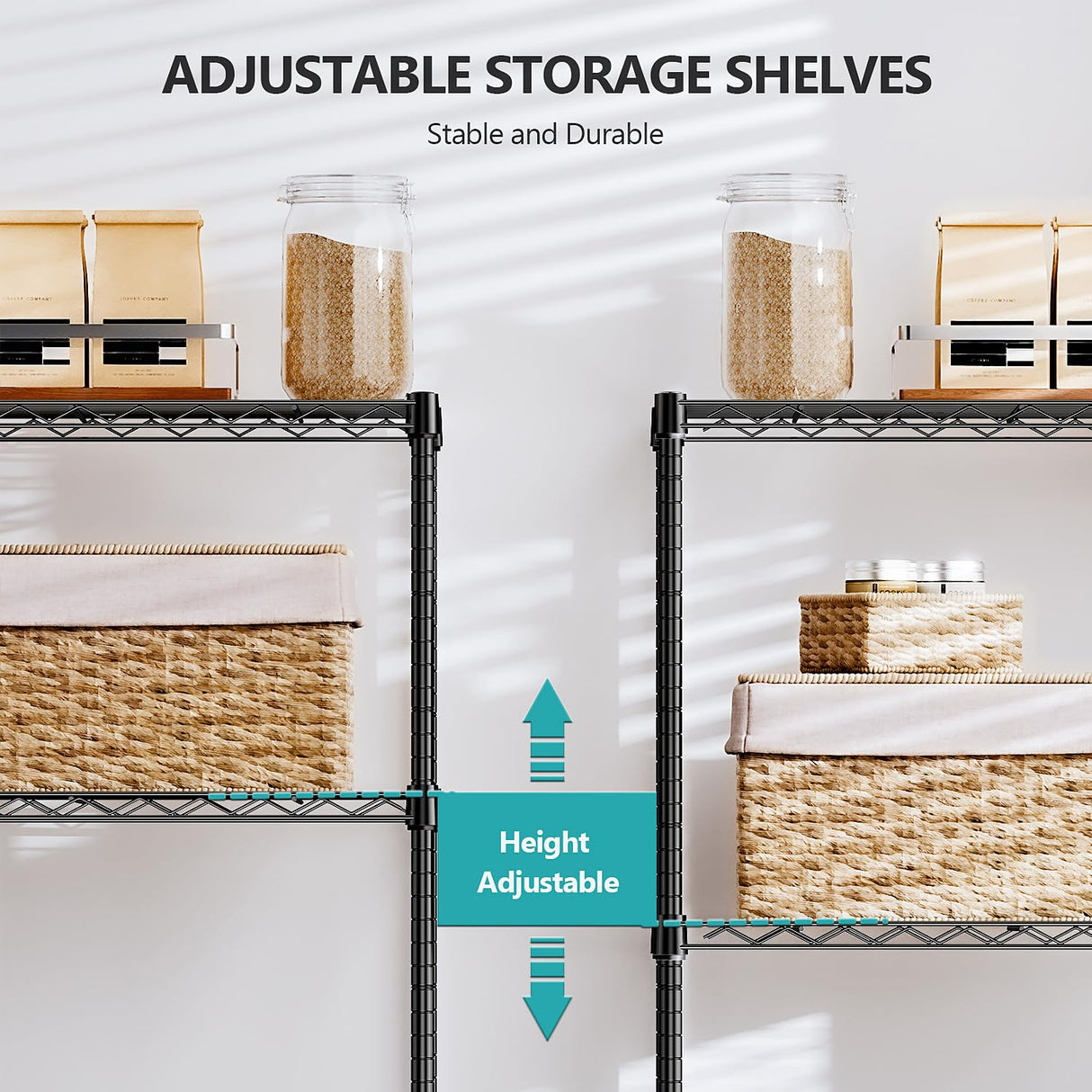 IZEUK 4-Tier Heavy Duty Steel Storage Shelves, Metal Shelf Wire Shelving Rack for Pantry, Kitchen, Garage, or Office Organization (29.5" W x 13.7" D x 47.2" H, 1000LBS, Black) IZEUK