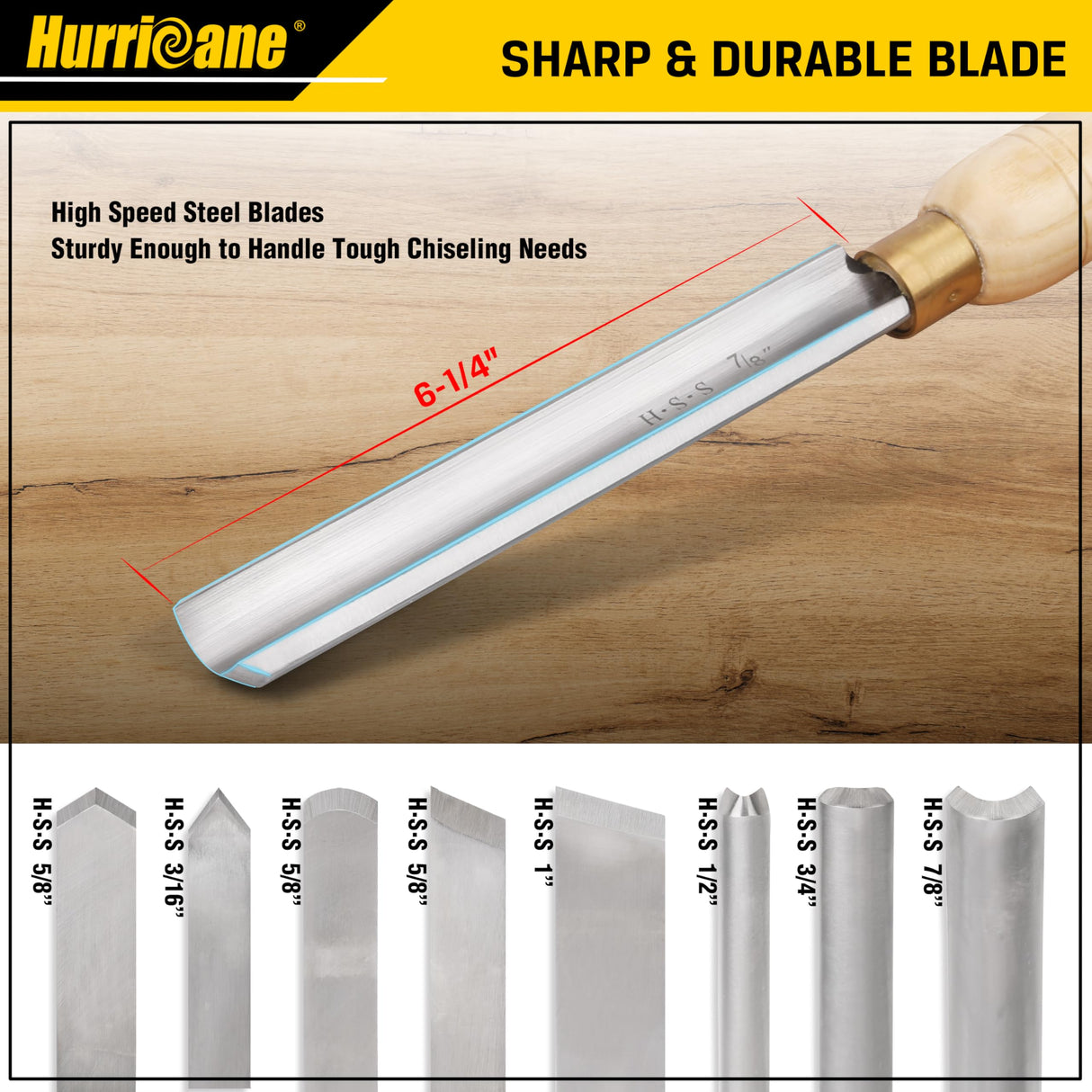 HURRICANE Wood Lathe Chisel Set, 8pc HSS Wood Lathe Turning Tools, Woodworking Lathe Tools with Wooden Box HURRICANE