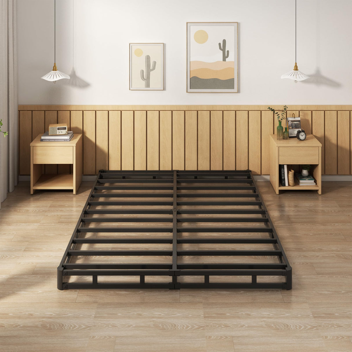 EMODA 5 Inch Box Spring Queen Size Bed Base, 3000 LBS Heavy Duty Metal Mattress Foundation with Fabric Cover, Easy Assembly EMODA