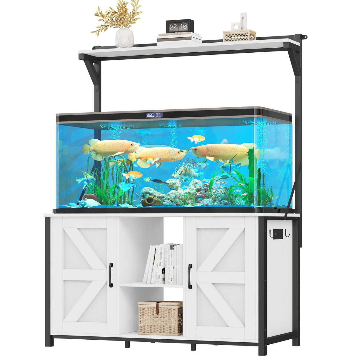 YITAHOME 120 Gallon Fish Tank Stand with Power Outlets, Heavy Duty Metal Large Aquarium Stand with Cabinet, Reptile Tank Turtle Terrariums Table for Fish Tank Accessories Storage,1100LBS Capacity YITAHOME