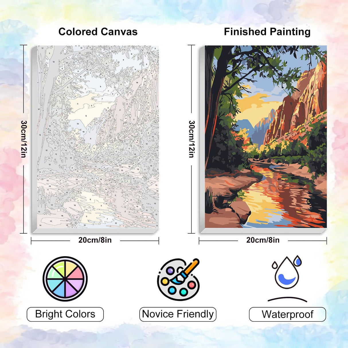 4 Pack Framed Paint by Numbers Kit for Adults Beginner with Wooden Easel, National Park Paint by Number Kits with Frame, DIY Acrylic Landscape Painting by Numbers for Home Wall Decor Gift 8x12 inch Yezavesu