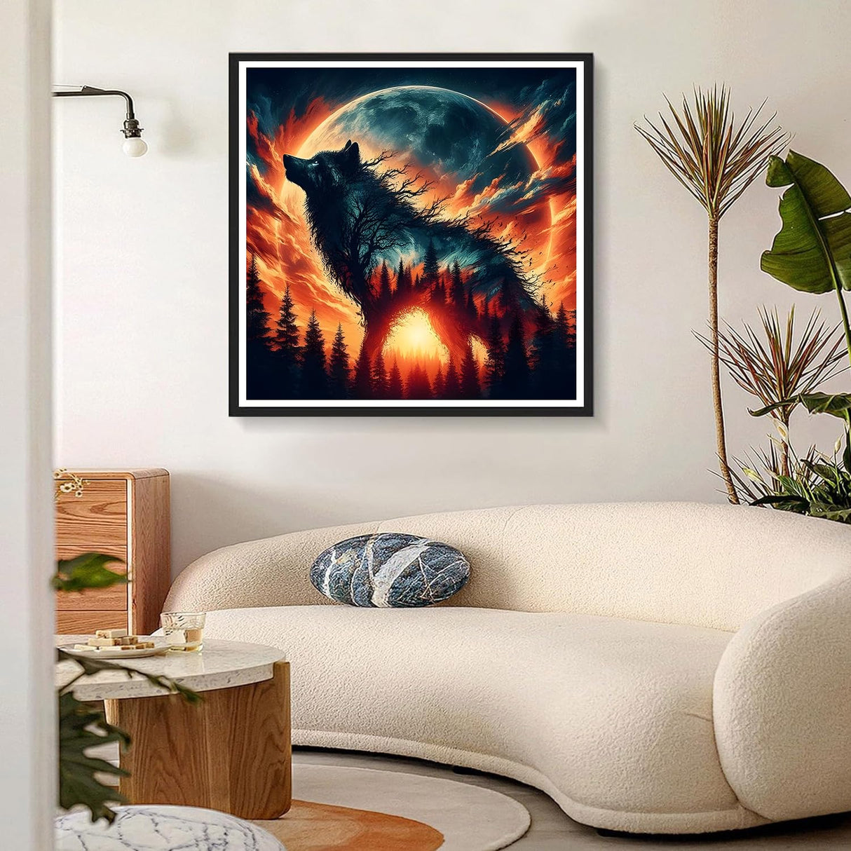 QINRUBB DIY Wolf Diamond Painting Kits, Full Drill Forest Diamond Art Painting Kits for Adults Beginners, DIY 5D Moon Painting by Numbers Dreamland Diamond Art Kits for Home Decor 12x12inch QINRUBB