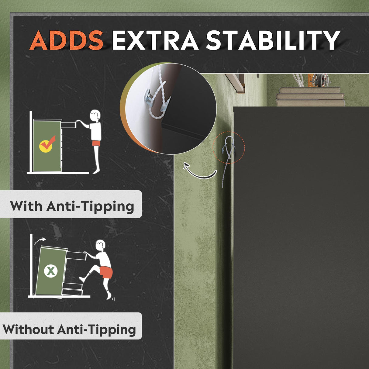 DEVAISE 5-Drawer Wood Dresser with Top Cabinet Storage, Mobile Chest of Drawers, Wide Storage Space for Home Office, Black DEVAISE