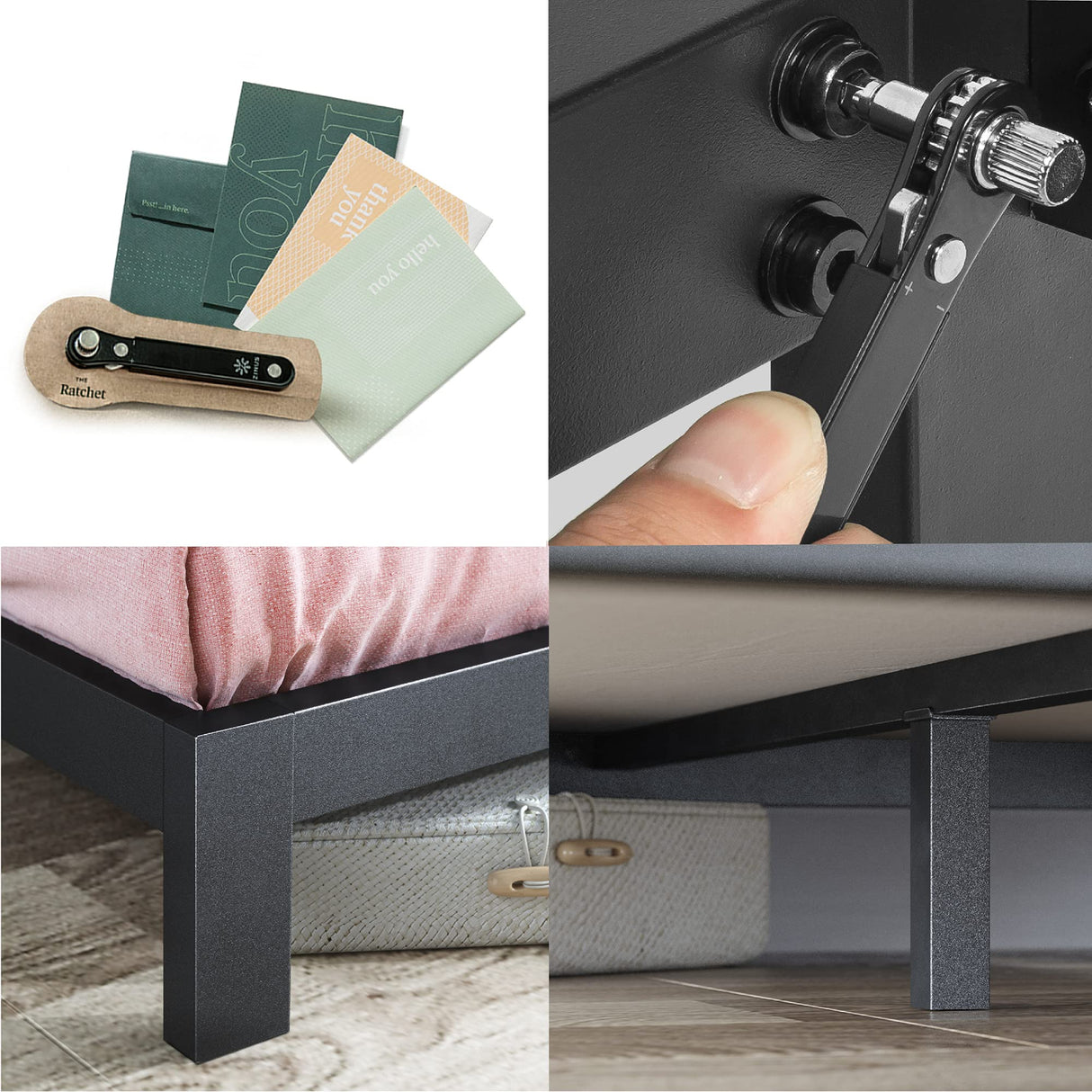 ZINUS Arnav King Metal Bed Frame with Wood Slat Support – No Box Spring Needed, Easy Assembly, Black Zinus