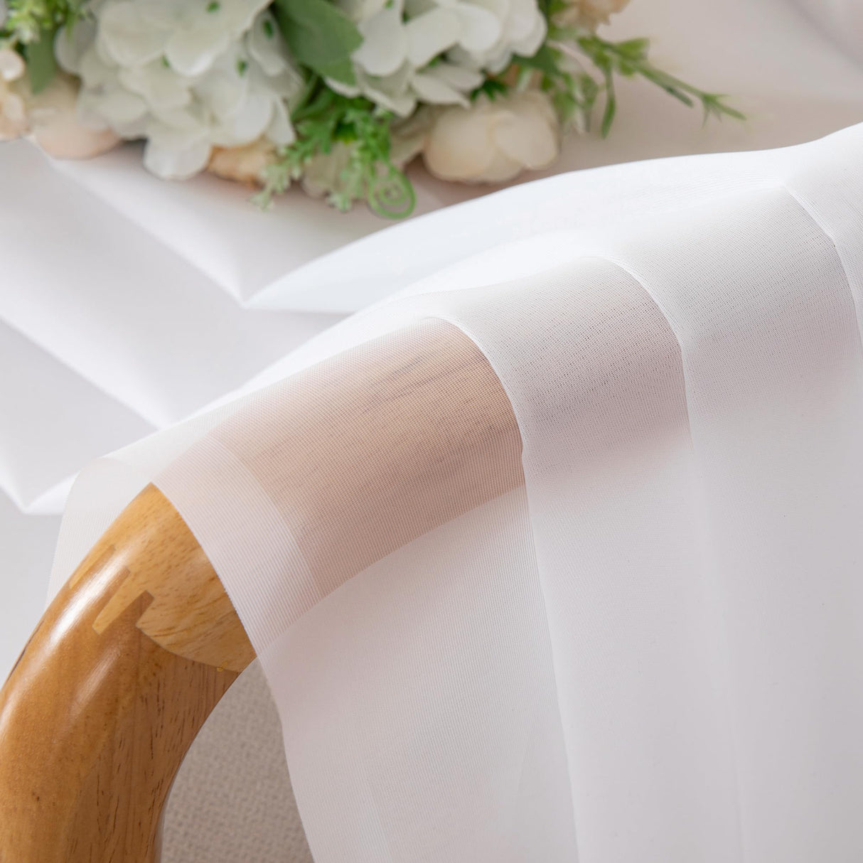 Chyhomenyc White Sheer Curtains 108 Inch Length 2 Panels Set, Extra Long Light Filtering Solid Voile Window Drapes for Living Room Party Ceremony, 42Wx108L, 9FT Length, Set of 2, White Chyhomenyc
