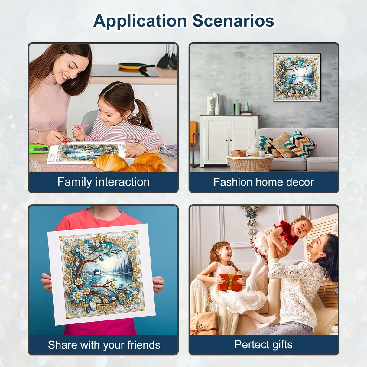 Stalente Diamond Painting Kits for Adults Bird, 5D Special Shape Diamond Art Kits for Beginners, Crystal Rhinestones Diamond Painting for Home Wall Decoration Gift 12×12inch, Flower Stalente