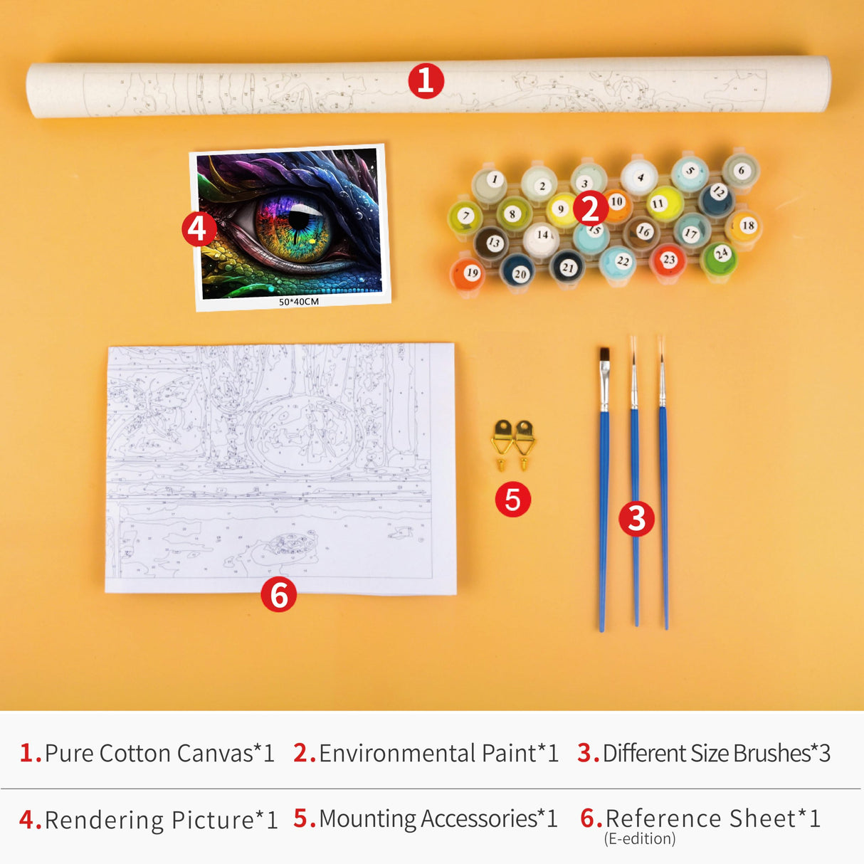 TUMOVO Paint by Numbers for Adults Beginner Dragon Eye Paint Number Kits Multicolor Eye Paint by Number Mythological Creatures Paint by Number Kits DIY Oil Painting Kits, 16 x20 Inch TUMOVO