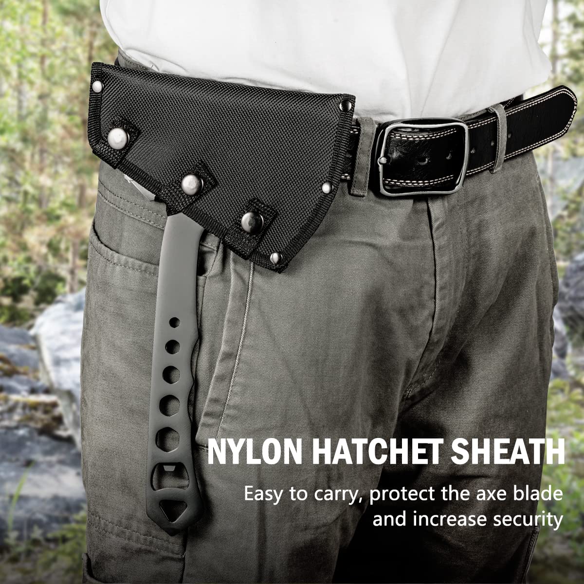 TIMINGILA Throwing Axes Tomahawks, 3 Pack One Piece Steel Throwing Axe, 10.6" Full Tang Hatchet Throwing with Nylon Sheath and Built-in Bottle Opener for Camping, Game, Competition and Recreation TIMINGILA