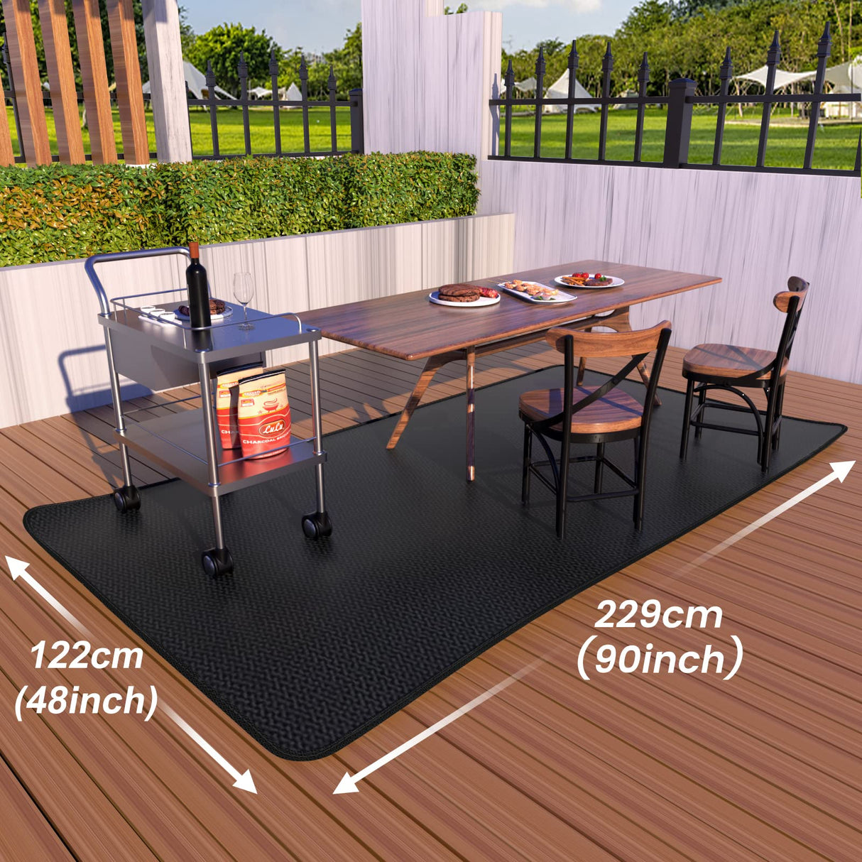 Super Extra Large 90x48 inch Under Grill Mat for Outdoor Grill, Charcoal, Flat Top, Smoker, Deck Patio Protection Mats, Indoor Fireplace Mats, Fire Pit Mat, Both Sides Fireproof Waterproof Pad Wasmicro
