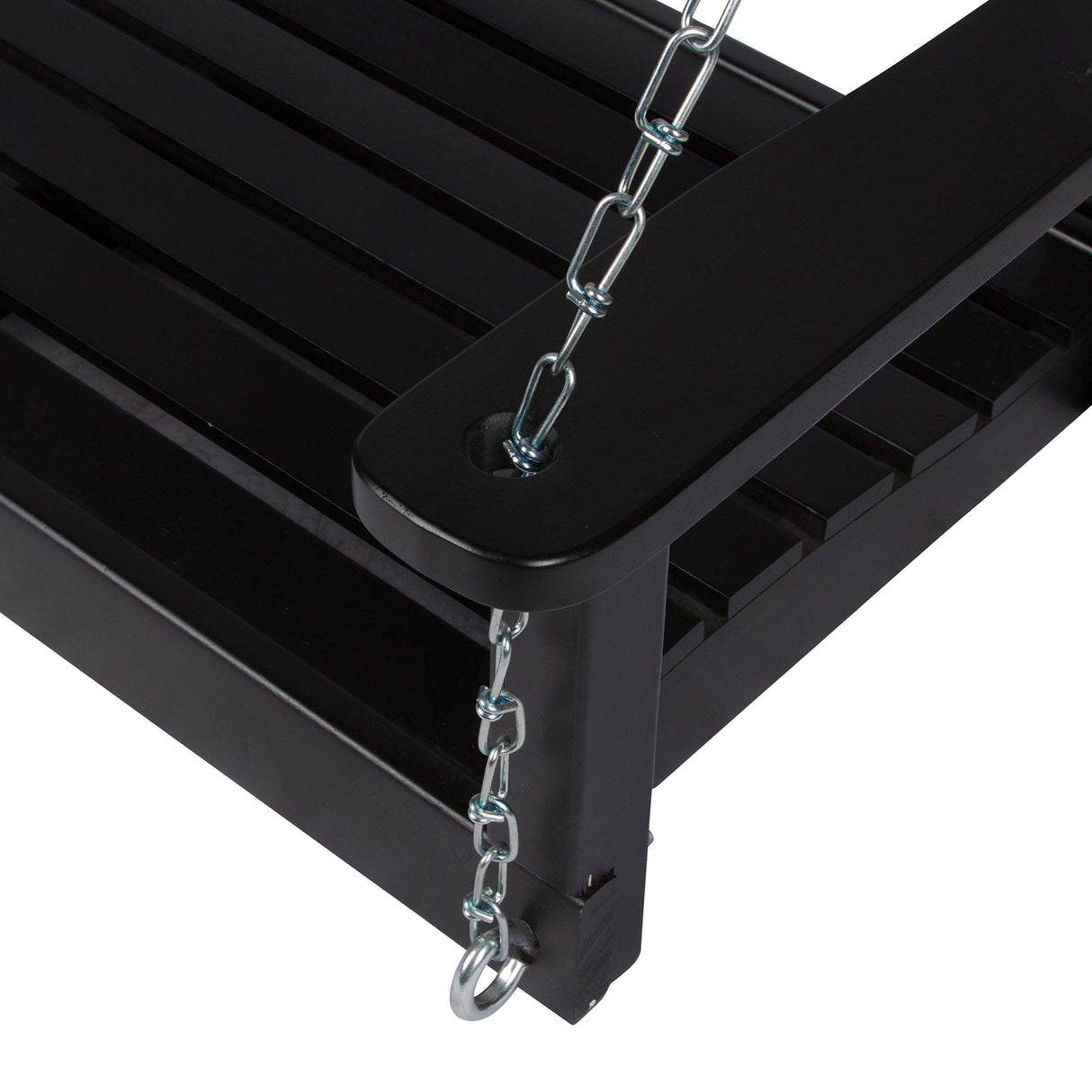Shine Company Maine 54" Wood Porch Swing with Chains – Black Shine Company