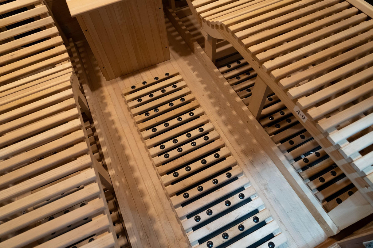 AURGOD Far Infrared Wooden Sauna Room, Luxurious Canadian Red Cedar Sauna with 2 Oversize Recliners, 220V, 3400 W, 9 Heating Element, Bluetooth Speakers, 7 Color Light, Oxygen Bar, Low EMF AURGOD