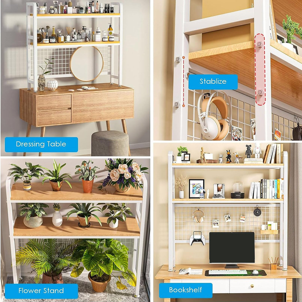 MiaJJooLi Stylish 2-Tier Wood Desktop Bookshelf Organiser for Home and Office MiaJJooLi