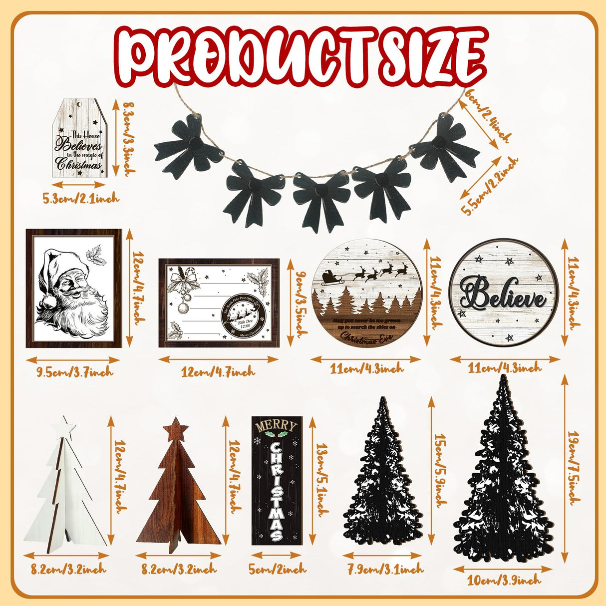 FairySandy Christmas Tiered Tray Decor Wooden Sign Farmhouse Tier Tray Decorations for Home Xmas Winter Party Bathroom Kitchen Bedroom (Stylish Style, 15 Pcs) FairySandy