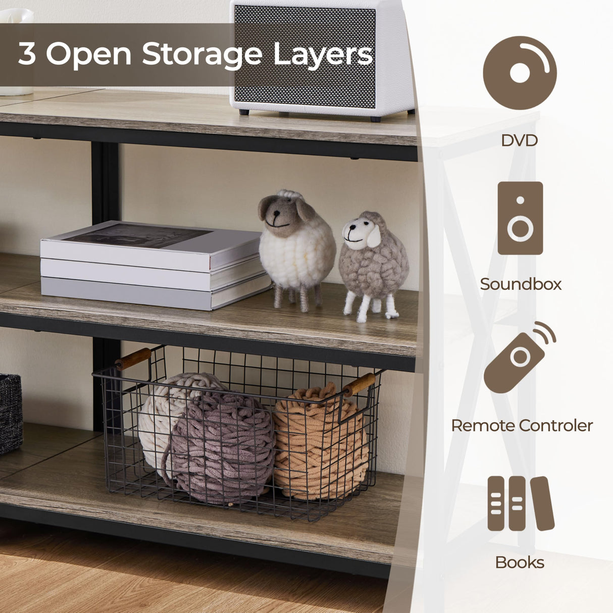 Yaheetech Console Table Behind Couch, Narrow Long 3-Tier Entryway Table with Metal Frame, Industrial Wood Foyer Table for Hallway, 55 Inch, Gray Yaheetech