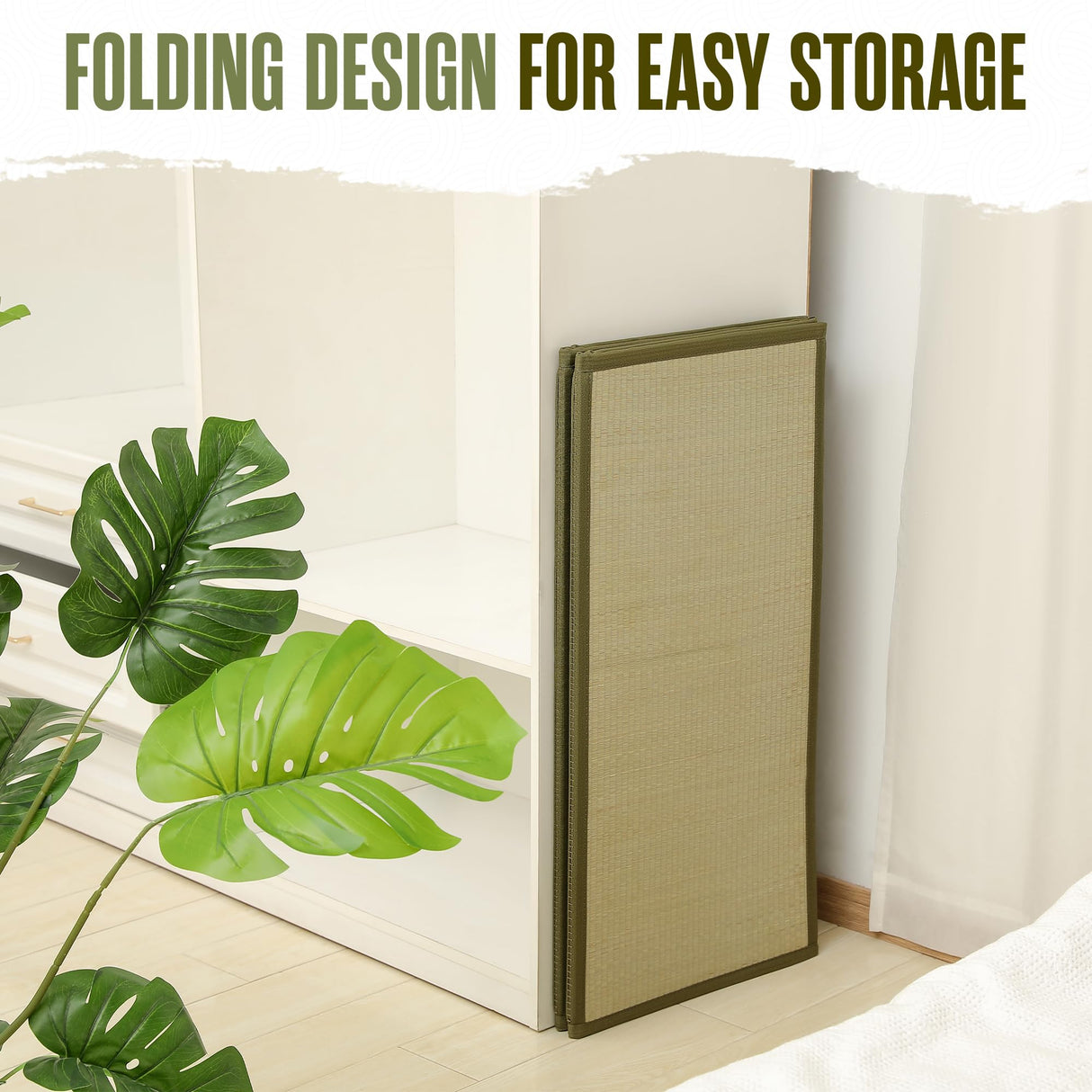 Tatami Mat, Tatami Mattress, Japanese Floor Mat, Japanese Sleeping Mats, Bamboo Sleeping Mats, Bed, Rug, Futon, Kotatsu, Goza, Traditional, Rush Grass, Folding, Anti-Slip, Twin XL, 80 x 40 Inch Houseables