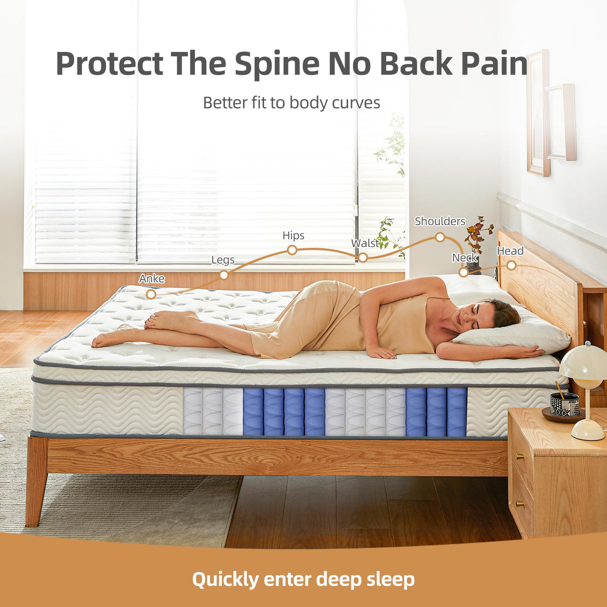 Selene Bedding Full Size Mattress, 10 Inch Mattress Full with Pocket Spring and Memory Foam for Pressure Relief, Motion Isolation, Edge Support, Medium Firm Mattress in a Box, CertiPUR-US, White Selene Bedding