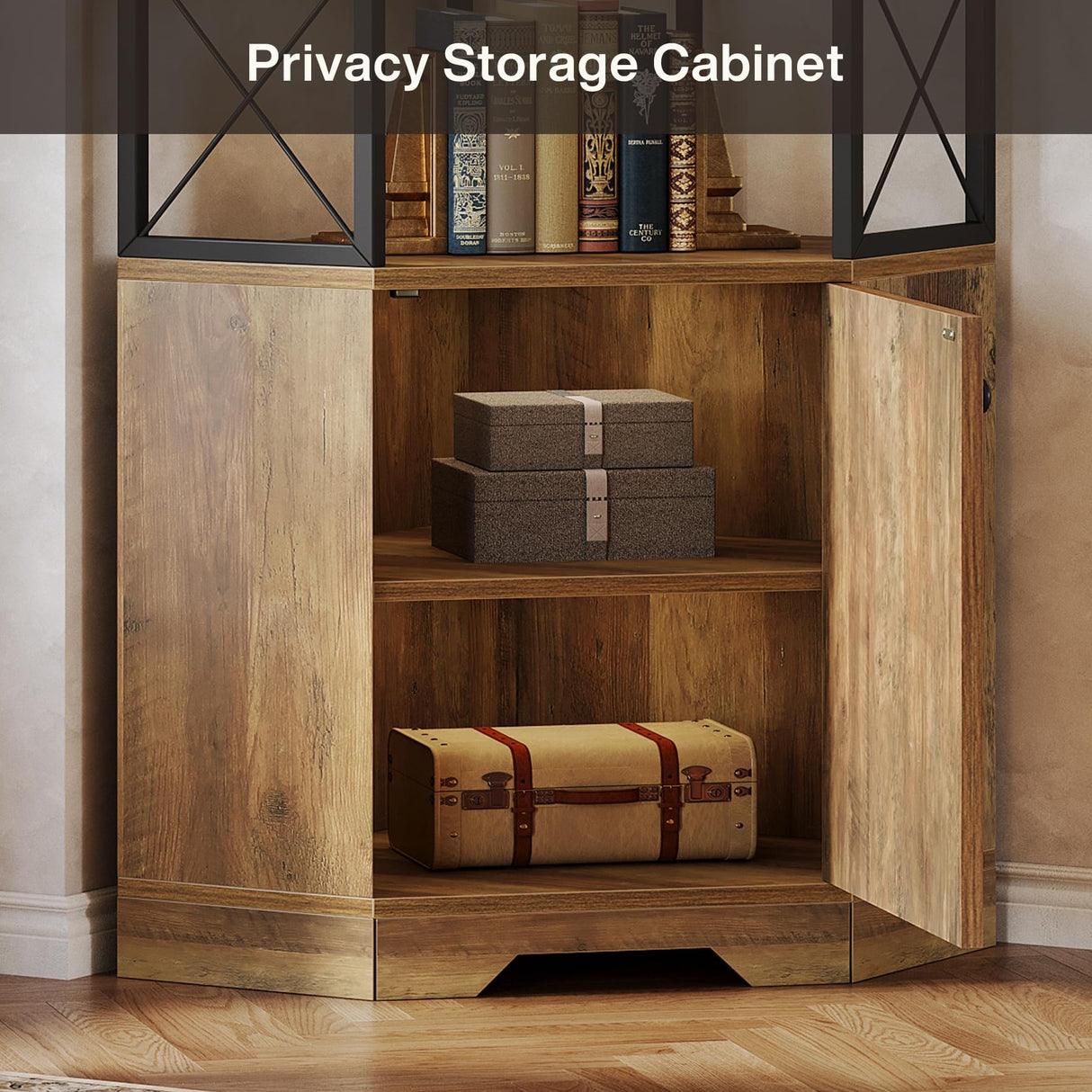 Tribesigns 76-Inch Tall Corner Cabinet, 7-Tier Industrial Corner Bookshelf Bookcase with Storage Rack, Freestanding Display Shelving Unit for Living Room, Kitchen, Home, Brown Tribesigns