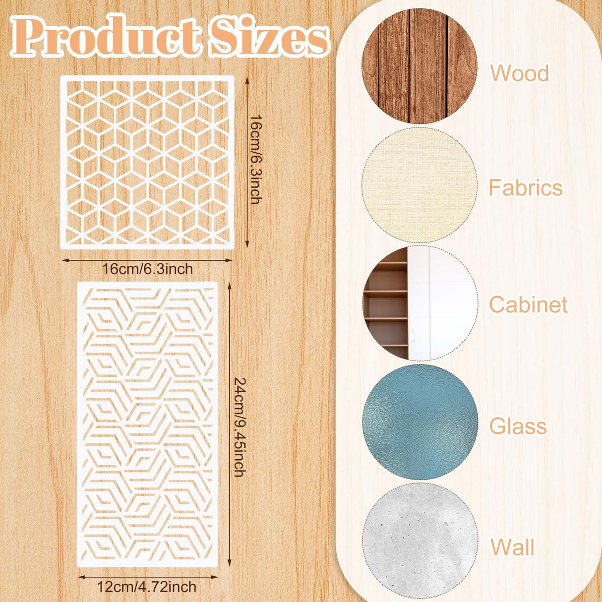 WSICSE 24Pcs Stencils for Painting, Reusable Geometric Painting Stencils Abstract Layering Stencil for Painting on Wood Canvas Furniture Floor Decor DIY Supplies, white WSICSE