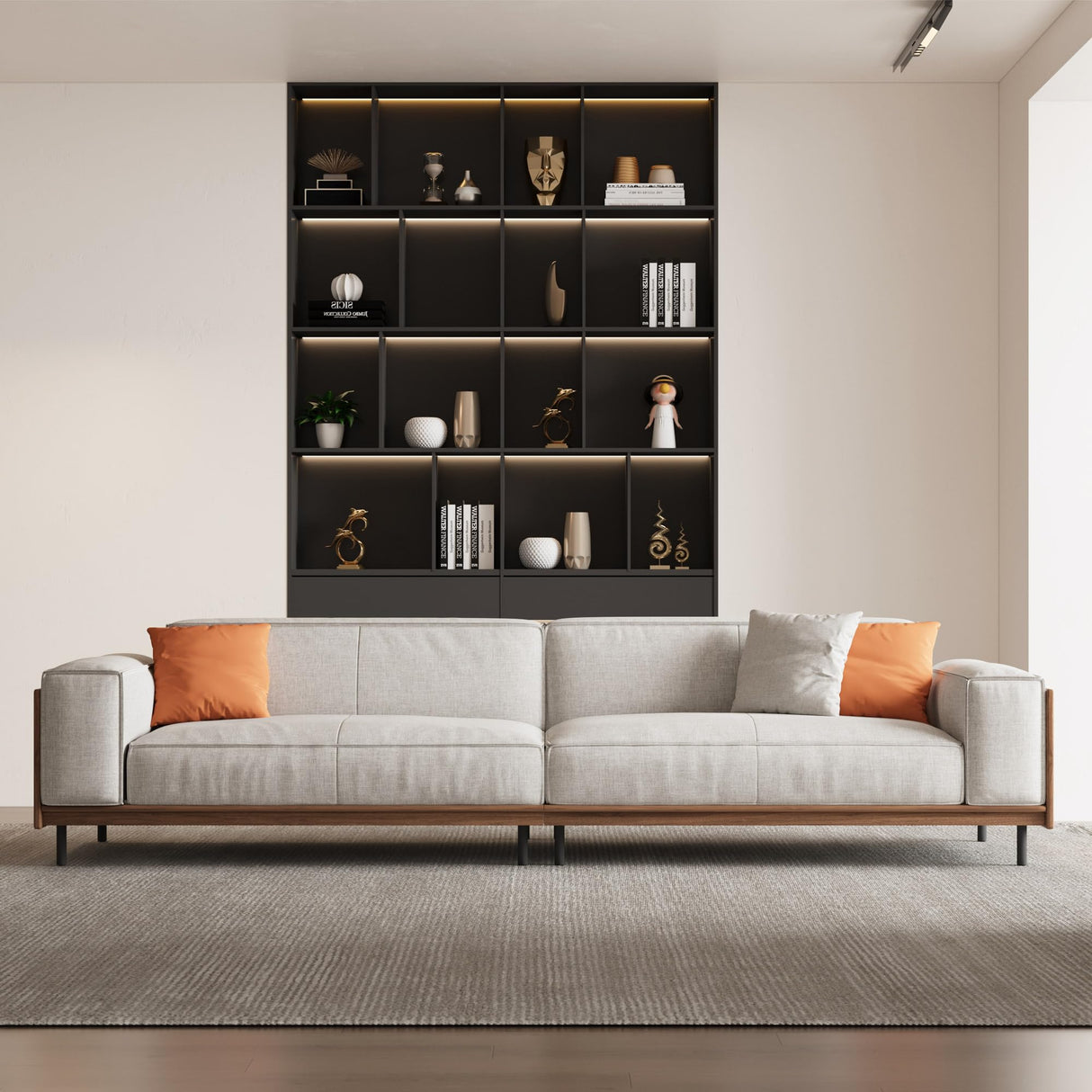 Comfortable Modular Cloud Sectional Sofa, Mid-Century Modern Wood Frame Couch, 111.81" W Upholstered Fabric Couch for Living Room & Home、Offices、Conference Rooms, Gray gaoyangjiaju