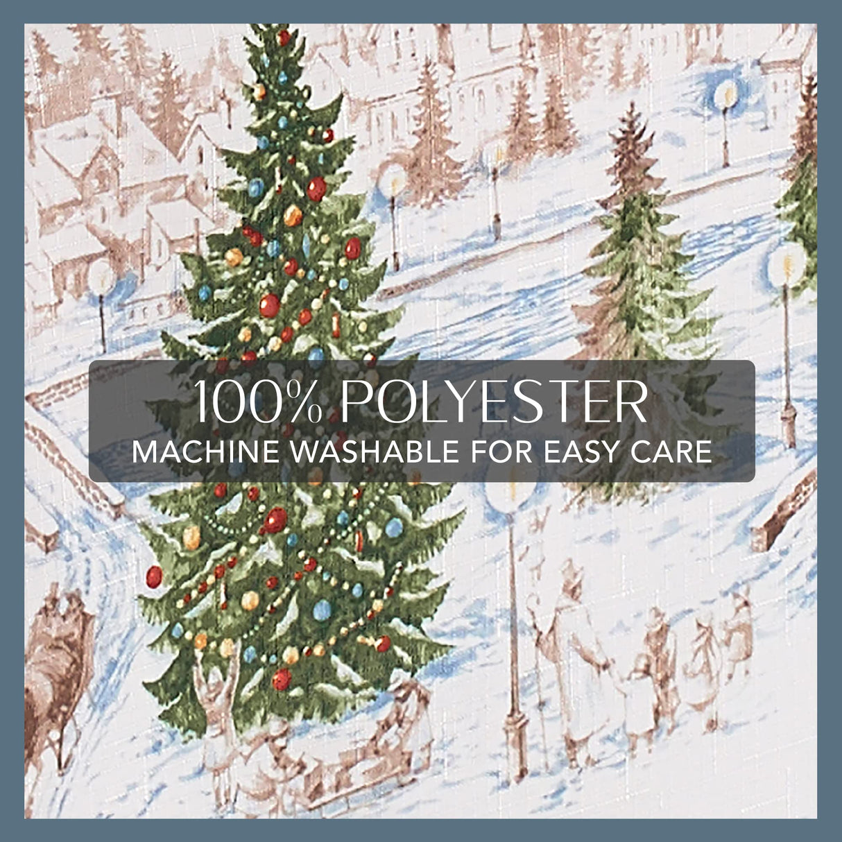 Elrene Home Fashions Santa Snowy Sleighride Wrinkle Resistant Holiday/Christmas Tablecloth, 60"X120", Rectangle Elrene