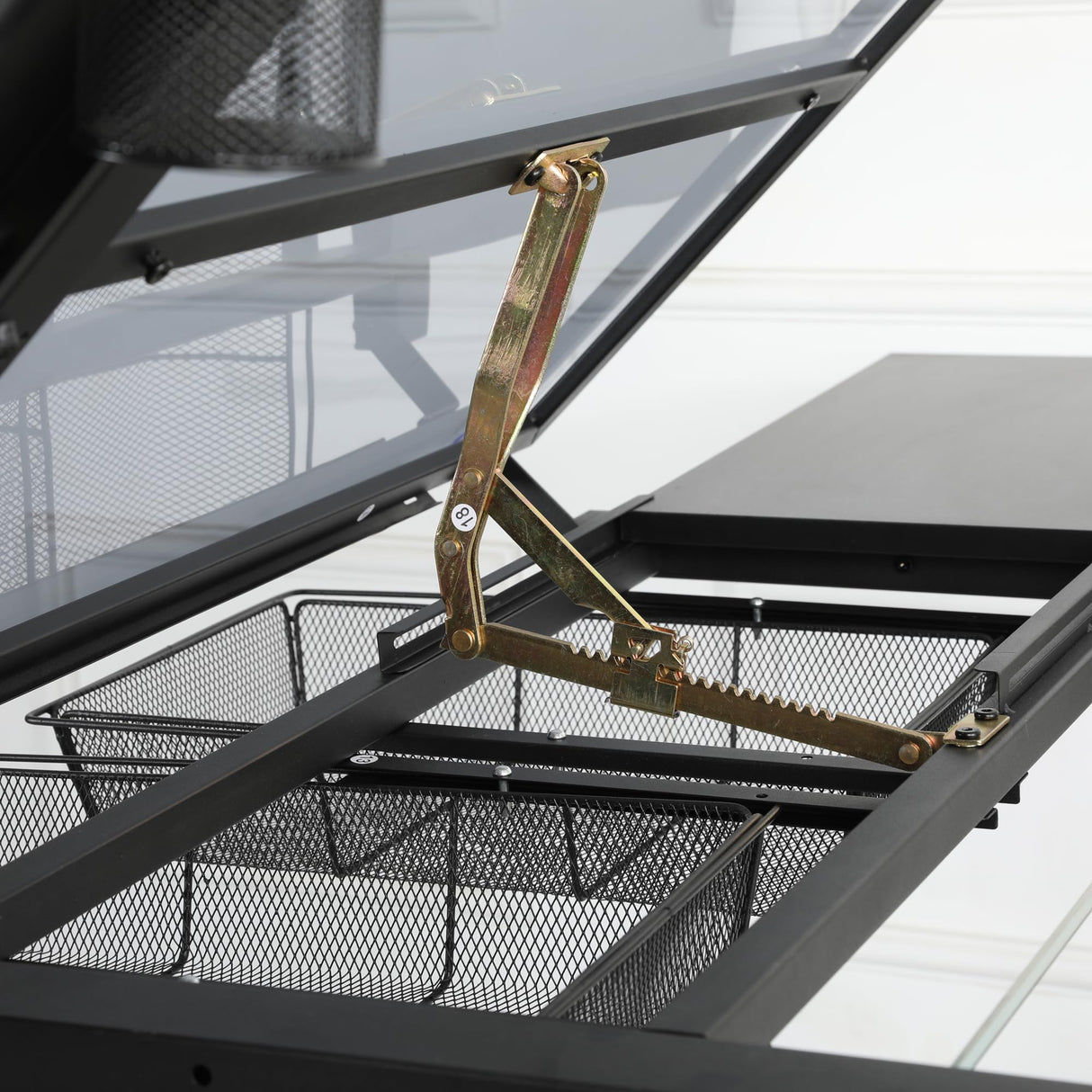 Lambgier Adjustable Tempered Glass Drafting Table - Art Desk Drawing Table, Black Upgraded Lambgier