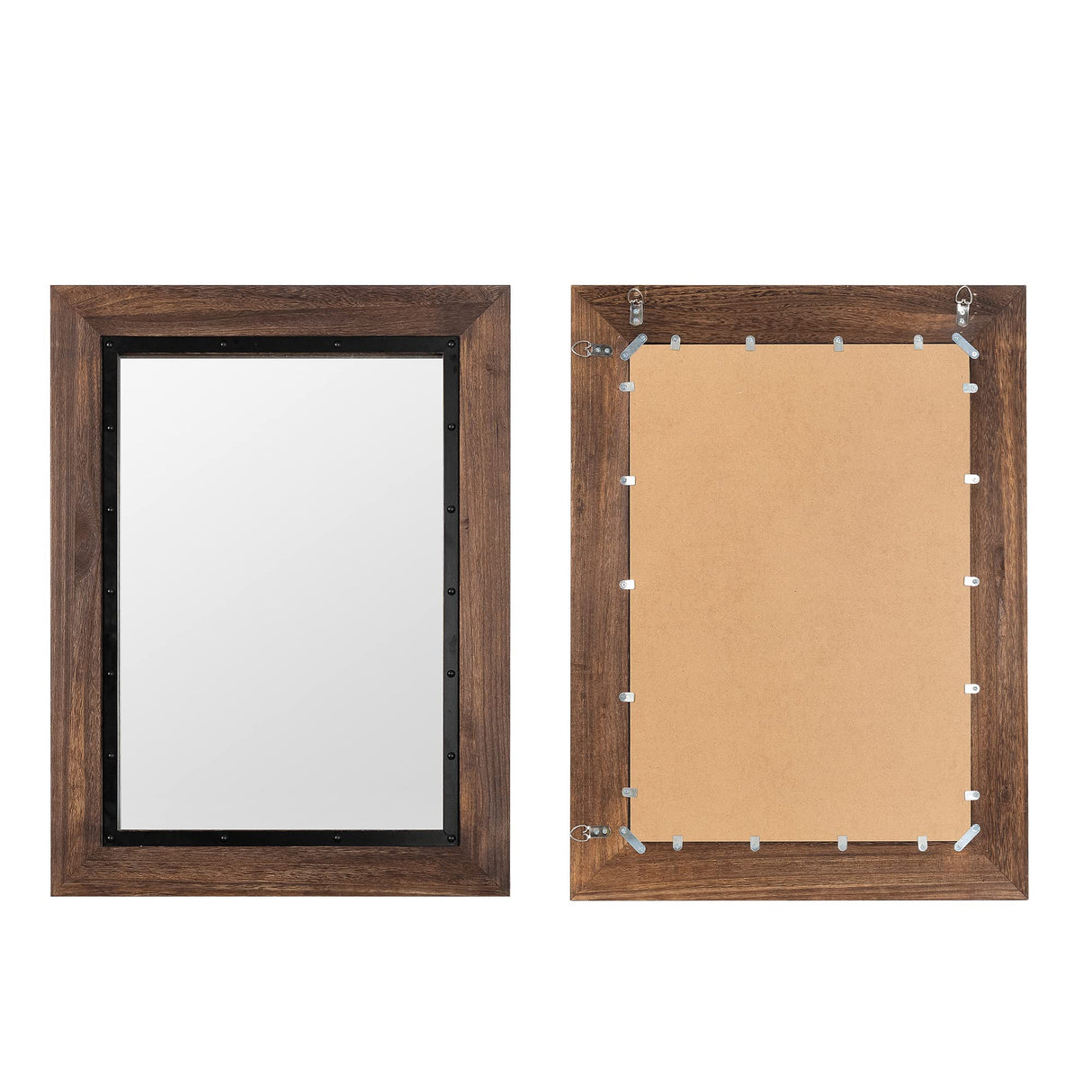 YOSHOOT Rustic Wooden Framed Wall Mirror, Natural Wood and Iron Bathroom Vanity Mirror for Farmhouse Decor, Vertical or Horizontal Hanging YOSHOOT