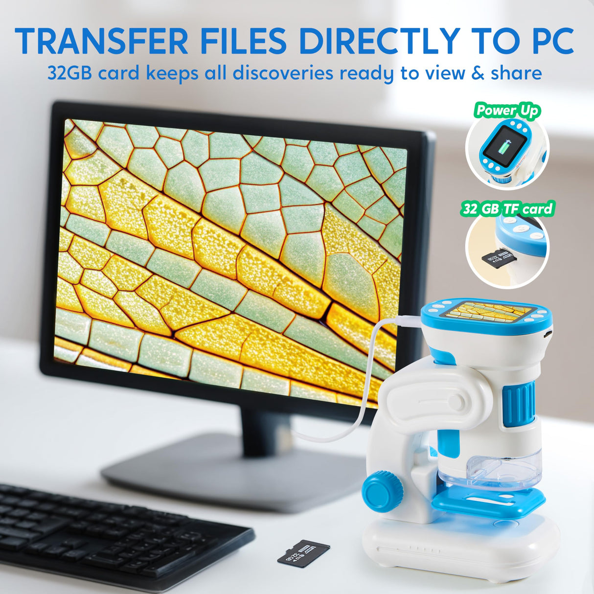 Klever Kits 2 in 1 Handheld Microscope for Kids, 1000X HD Digital Kids Microscope with 2.0'' LED Screen, Portable Pocket Handheld with Slides, 32G Card, Edu Gifts Toys for Ages 5-12 Klever Kits