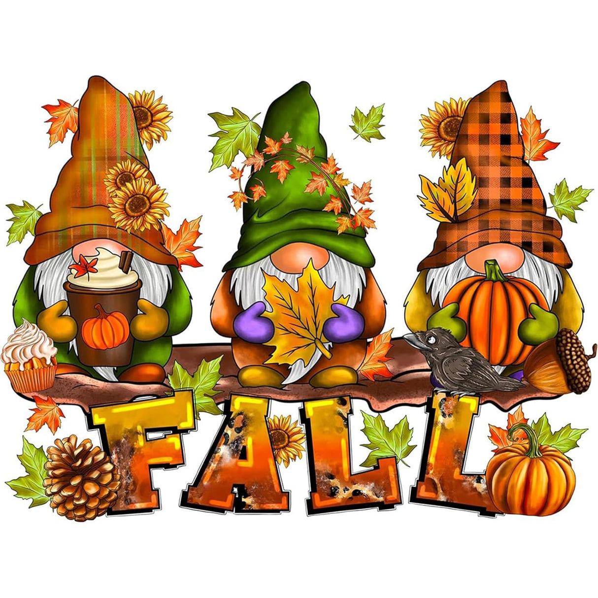 ajepon Gnome Diamond Art Kits for Adults - Fall 5D Diamond Painting, Gnomes Gem Art for Adults, Fall Pumpkin Gem Painting Kits for Wall Home Decor Arts Craft 12x16inch ajepon