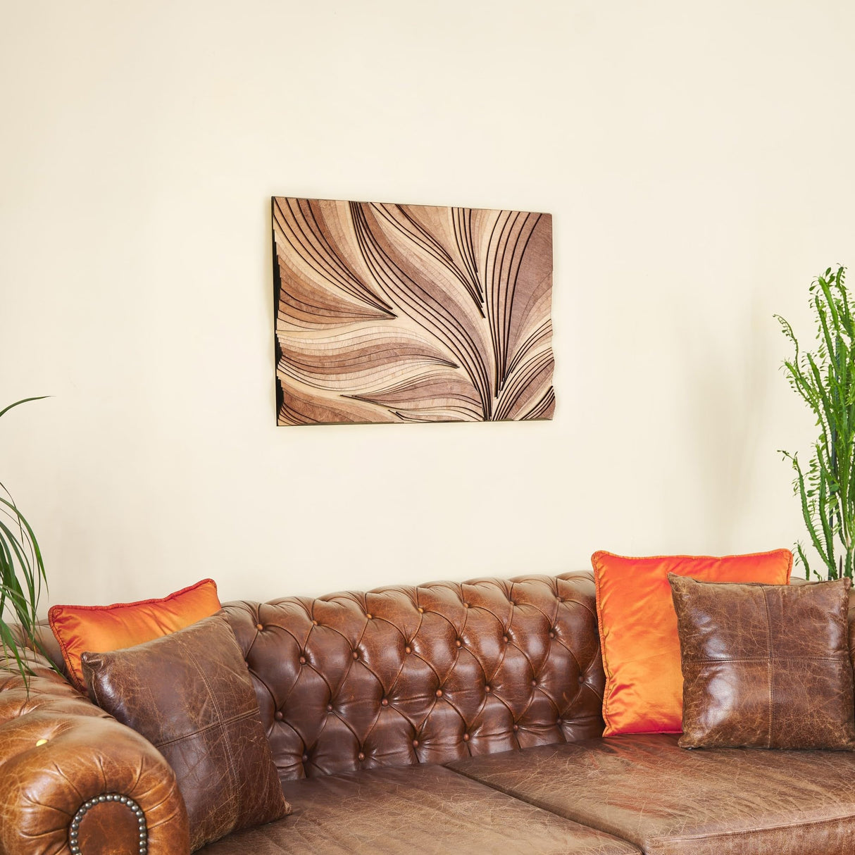 NEODECO Parametric Frameless Wood Wall Art, 3D Acoustic Wall Panel of Parametric Cut & Stained Birch Plywood Layers, Geometric Wall Hanging, Abstract Wood Wall Decor (Large) NEODECO