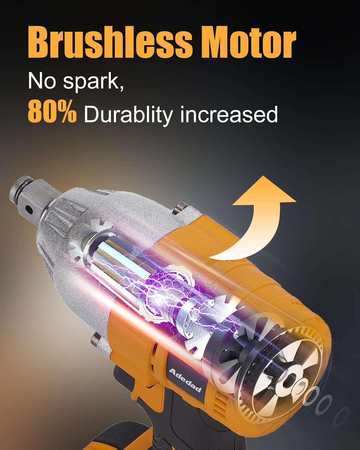 Adedad Brushelss Power Impact Wrench Set 1/2 inch 3000RPM Cordless Impact Gun with Battery and Fast Charger Lightweight 20V Impact Driver for Car,Home,DIY Adedad