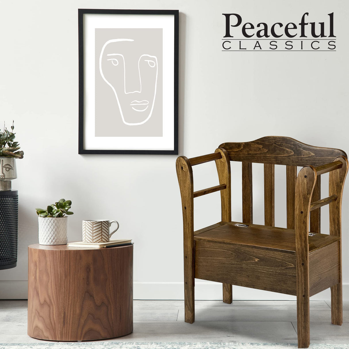 Peaceful Classics Bench with Storage - Small Wooden Storage Bench for Entryway, Hallway, Mudroom, Farmhouse, Bedroom, & Living Room, Amish Handmade Furniture Storage Organizer, Special Walnut Peaceful Classics
