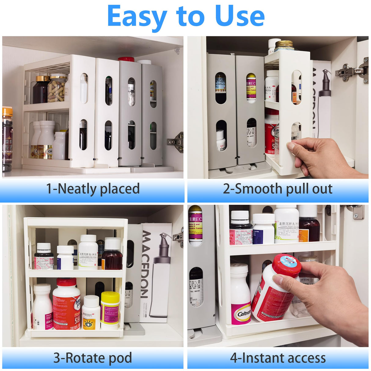 Dutiplus Medicine Organizer 2 Three-Decker Shelves Cabinet Storage Rack Organizer for Holding Vitamins, Supplements Cosmetics 10.82”H x 5.82”W x 10.43”D (Creamy White) WoodArtSupply