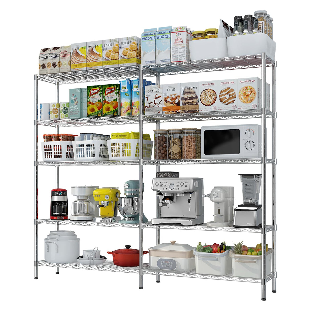 VINGLI 70" W Storage Shelves 1600LBS Heavy Duty Metal Shelving, Upgraded 5 Tier Garage Shelving Unit, Adjustable Wire Shelf for Storage Rack Commercial Pantry Shelf Organizer, 69.8"W × 15.8"D × 71"H VINGLI