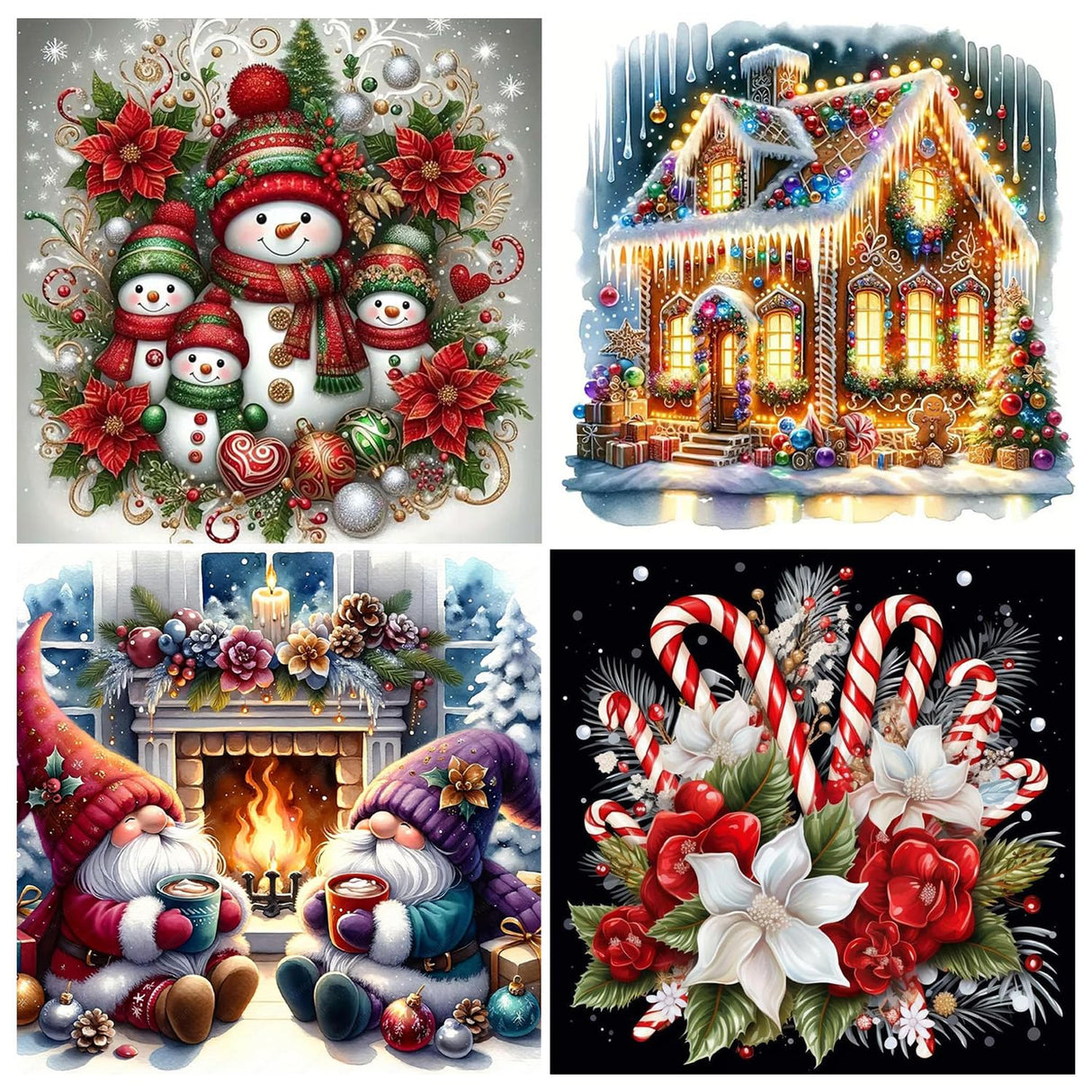 Diamond Art Kits for Adults Beginner, 4 Pack Christmas DIY Modern Diamond Painting Kits 5D Diamond Dots Gem Art Crafts with Tools,Round Full Drill Funny Crafts for Home Wall Decor&Gift-12x12 inch Fairyland JinWenn