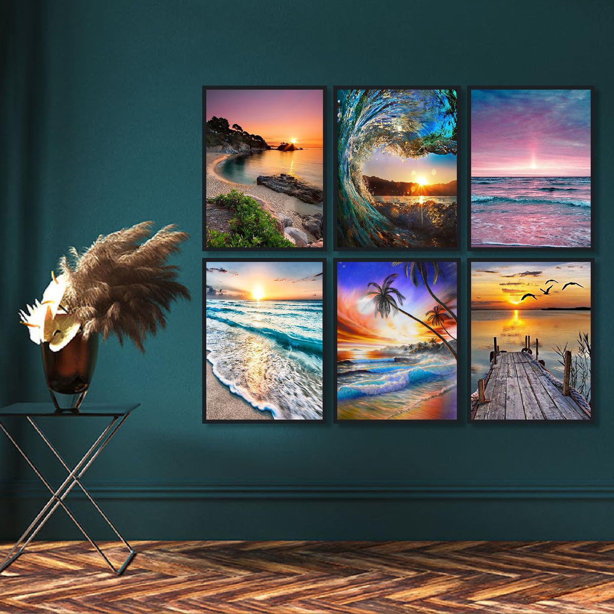 6 Pack Diamond Art Kits for Adults,DIY Beach Diamond Painting Kits Round Diamond Dots for Adults,5D Full Drill Painting Kit Art and Crafts for Adult Home Wall Decor 12 X 16inch CEUHROG