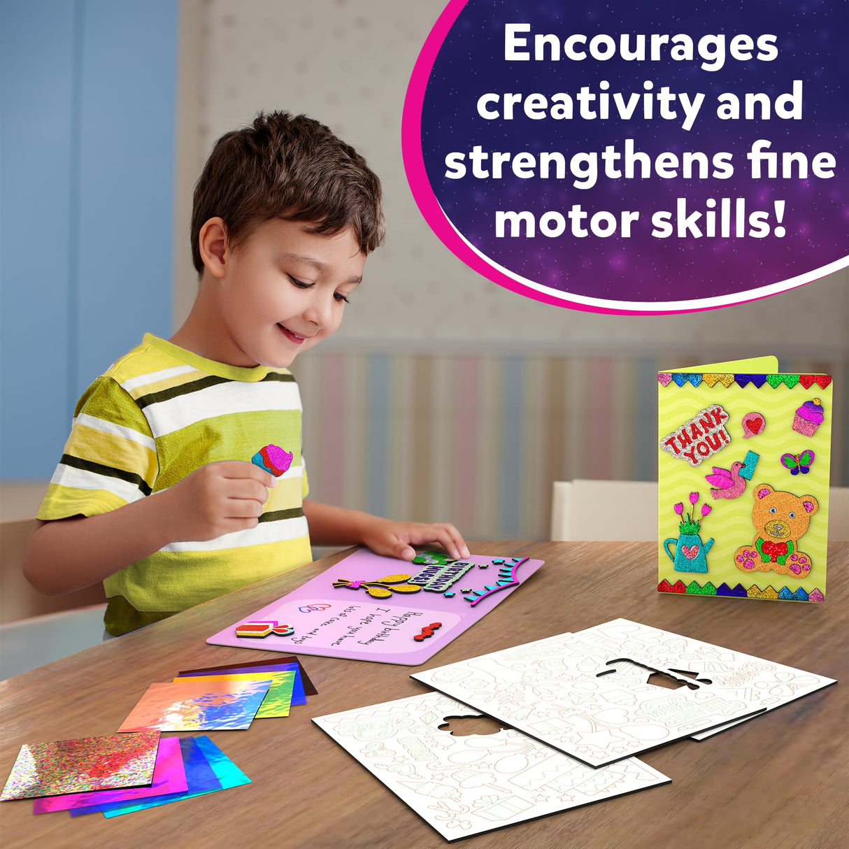 Skillmatics Foil Fun - Card Making Set, No Mess Art for Kids, Craft Kits & Supplies, DIY Creative Activity, Gifts for Girls & Boys Ages 4, 5, 6, 7, 8, 9 Skillmatics