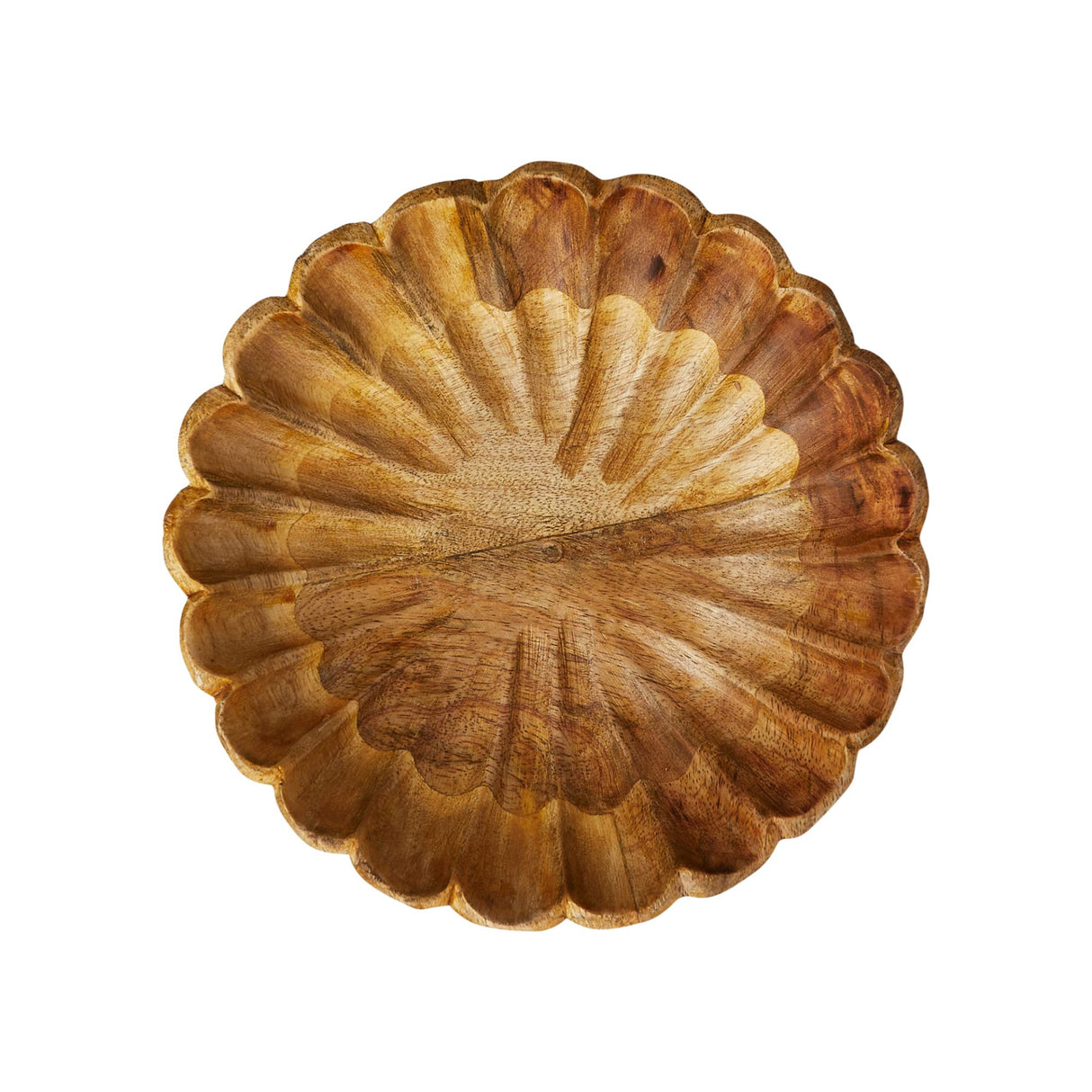 Creative Co-Op Boho Carved Wood Scalloped Edge, Natural Decorative Bowl Creative Co-Op