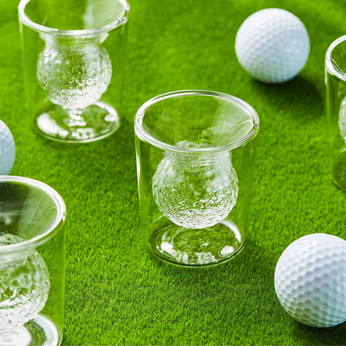 CRAFTGEN Golf Whiskey Decanter Set with 4 Golf Ball Shot Glasses, Unique Golf Accessories Gifts for Men, 750ml Glass Golf Themed Liquor Dispenser for Bourbon, Scotch, Vodka, Tequila CRAFTGEN