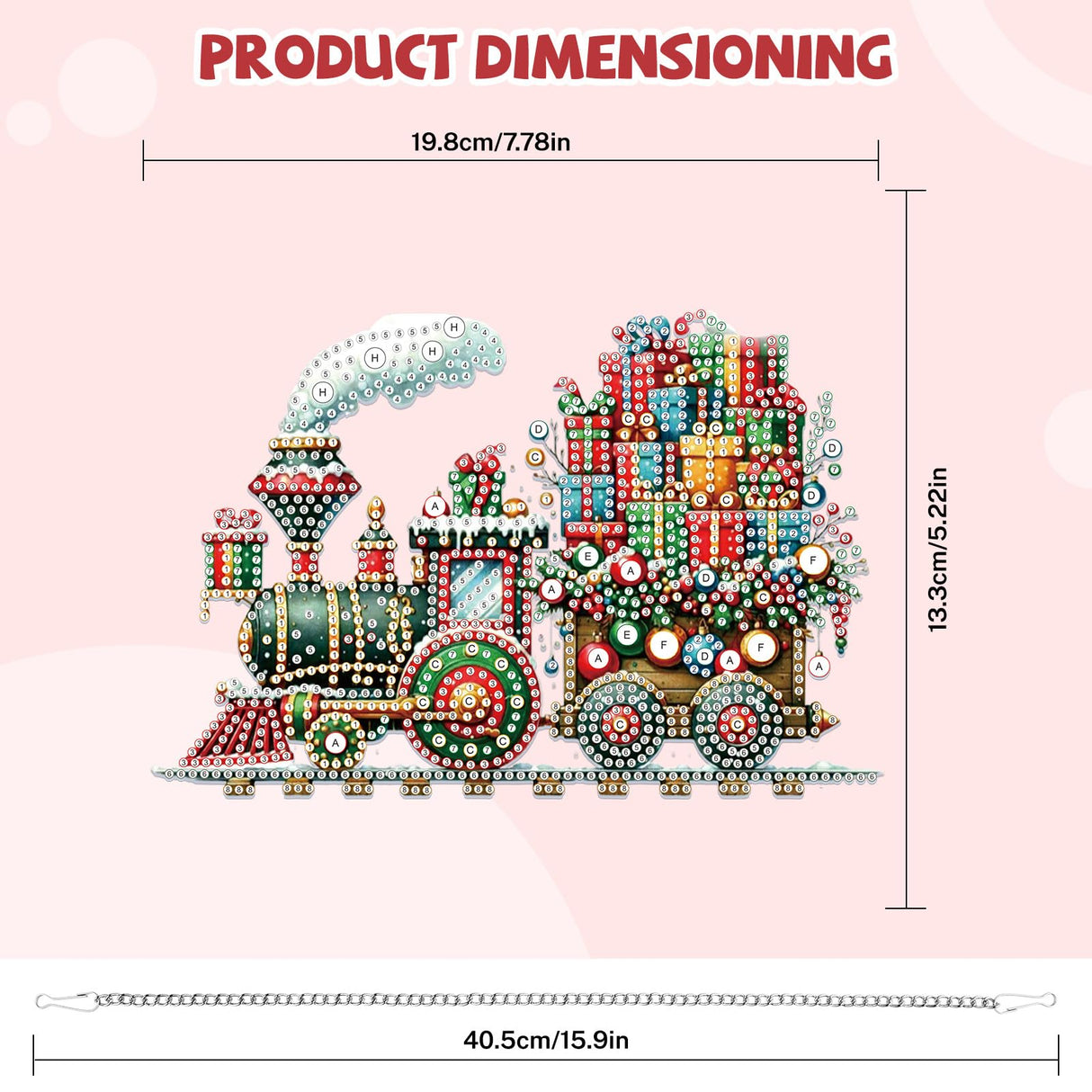 Bowetile Christmas Train Diamond Art Hanging Kits for Adults Kids, Diamond Art Suncatchers, 5D Special Shape Diamond Painting Pendant Window Ornament Christmas Gifts for Home Door Wall Decor Bowetile