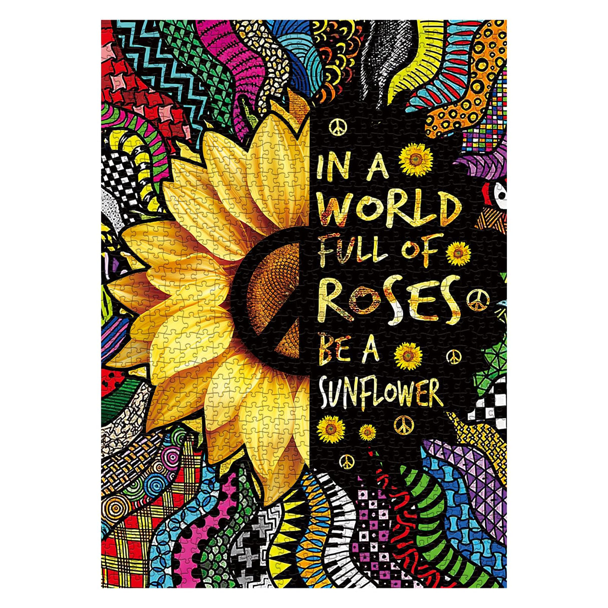 Sunflower Inspirational Puzzles for Adults 1000 Piece, Rainbow Mandala Colorful Flower Jigsaw Puzzle, Motivational Quote Puzzle for Family Game IdeaBazar