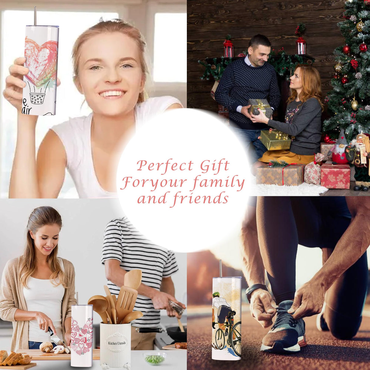 CWRIEB 4pack 20oz flat edge sublimation tumblers ,White skinny insulated Sublimation tumbler Straight Cups with Individual Gift Box, Silicone Bottom Polymer Coating for Heat Transfer (4pack 20oz) CWRIEB