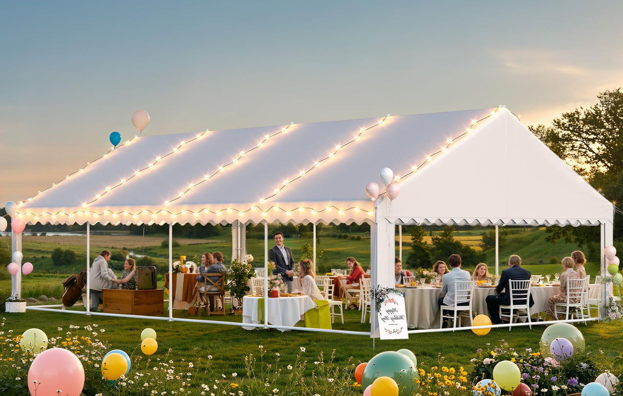 YITAHOME 20x30FT Party Tent Heavy Duty Wedding Event Shelters PVC Upgraded Galvanized Ripple Canopy with Large Roof Removable Sidewalls & 3 Storage Bags 600D Oxford Commercial, White YITAHOME