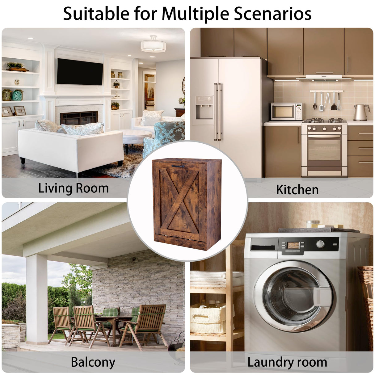 Zvyteay 13 Gallons Tilt Out Trash Can Cabinet, Wooden Free Standing Kichen Waste Bin Recycling Cabinet Hidden Trash Cabinet Laundry Cabinet Pet Food Cabinet (Rustic Brown) Zvyteay