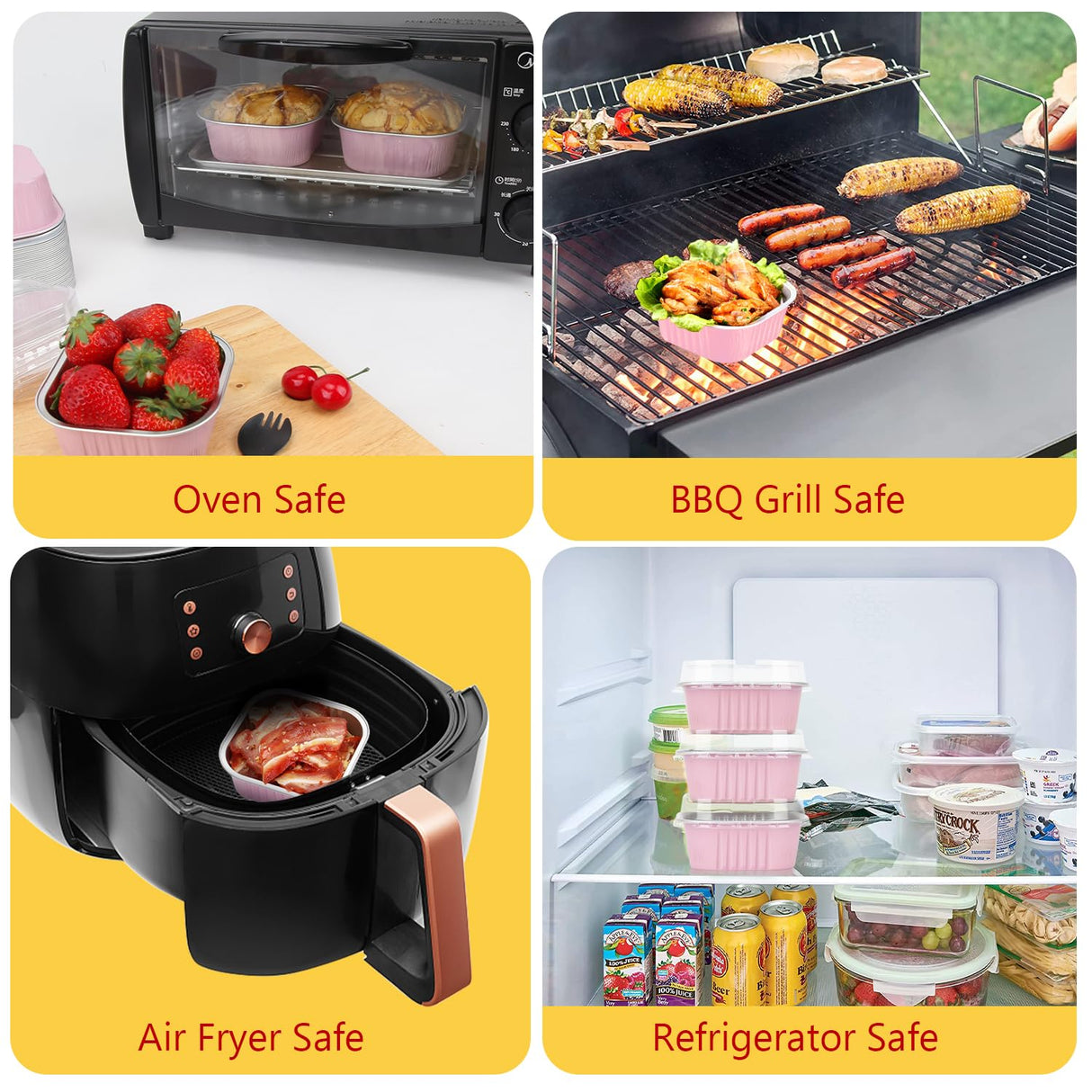 10oz Mini Cake Pans With Lids 40 Pack,LNYZQUS Aluminum Foil Square Brownie Baking Cups,Disposable 4”x4” Large Cupcake Pan,Jumbo Muffin Tin Ramekins Holders-Pink LNYZQUS