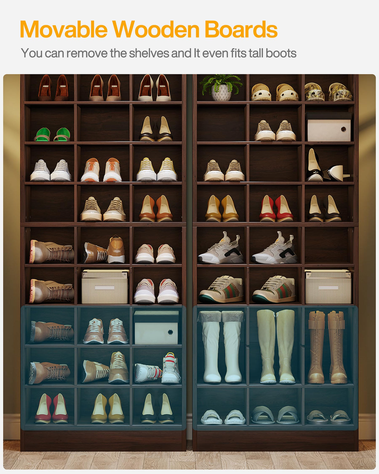 Tribesigns 10-Tier Shoe Storage Cabinet, Espresso Wooden Shoe Rack with 30 Cubbies, Freestanding Tall Entryway Shoe Organizer for Closet, Entryway, Living Room Tribesigns