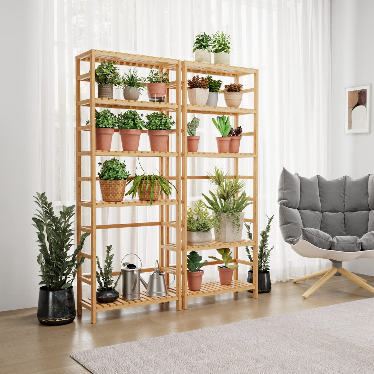 Bamjoy 6-Tier Bamboo Storage Shelf - Stylish and Versatile Tall Unit for Home and Office Bamjoy