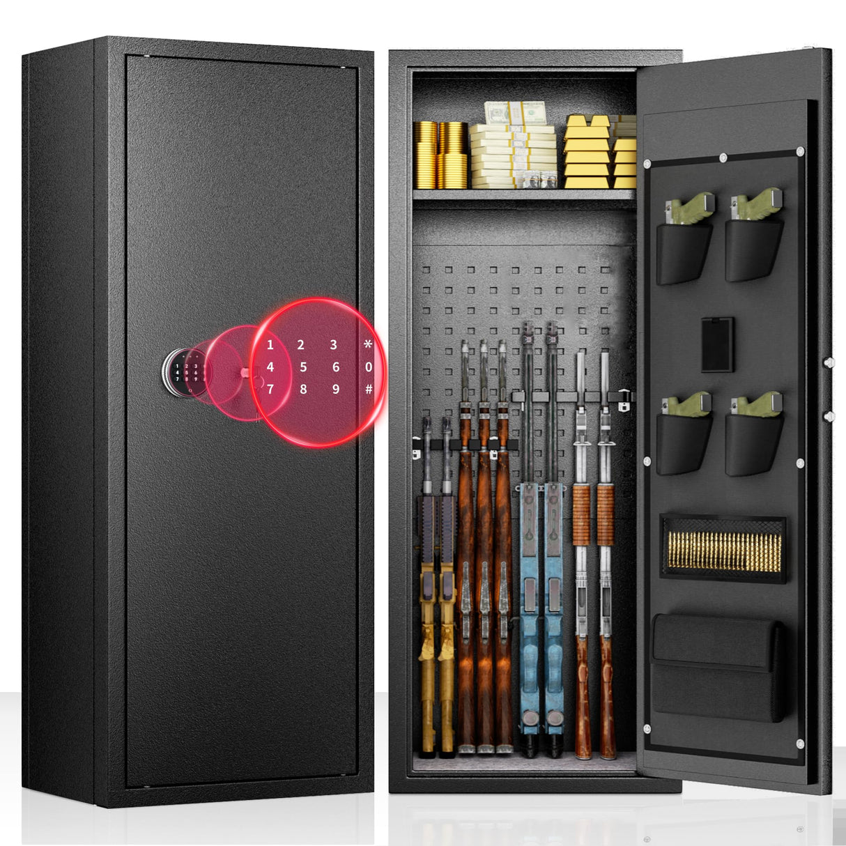 INTERGREAT 8-12 Gun safes,Rifle Safe,Gun Safes for Home Rifle and Pistols, Long Gun Safe for Rifle Shotgun for Home,Quick Access Rifle Safes,Adjustable Shelves INTERGREAT