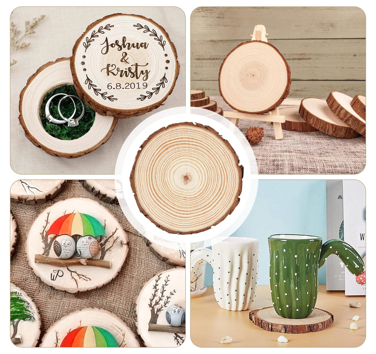 ilauke Wood Slices for Centerpieces, 4.7-5.1 Inch Unfinished Wood 10Pcs Natural Wood Slices Round Wooden Discs Wood Circles, Wedding Decorations, Christmas Ornaments, DIY Crafts Paintings ilauke