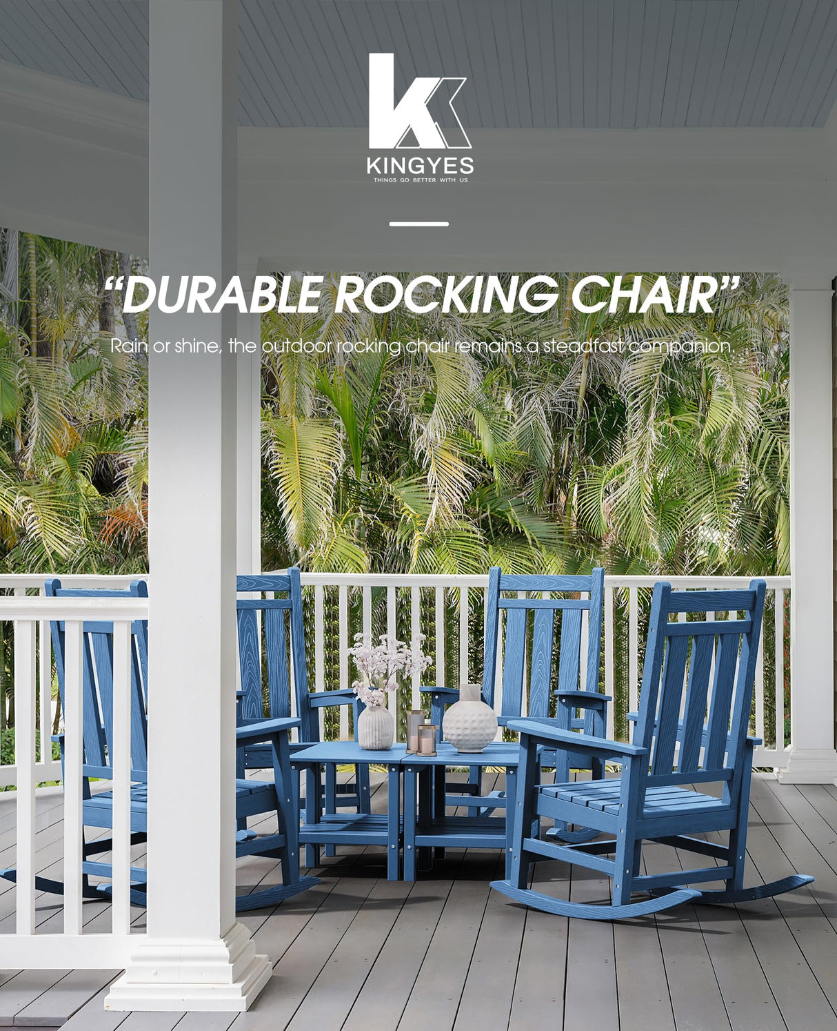 KINGYES Outdoor Patio Rocking Chair,(Plum Rocker) Blue KINGYES
