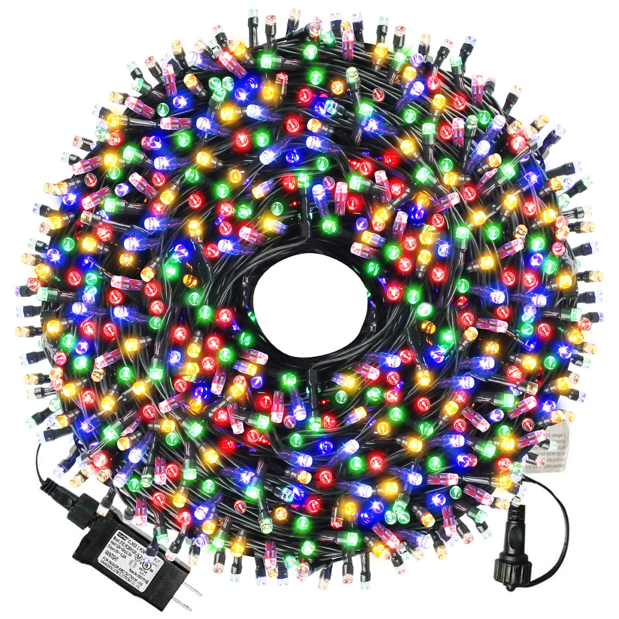 XTF2015 105ft 300 LED Christmas String Lights, End-to-End Plug 8 Modes Christmas Lights - UL Certified - Outdoor Indoor Fairy Lights Christmas Tree, Patio, Garden, Party, Wedding, Holiday (Multicolor) XTF2015